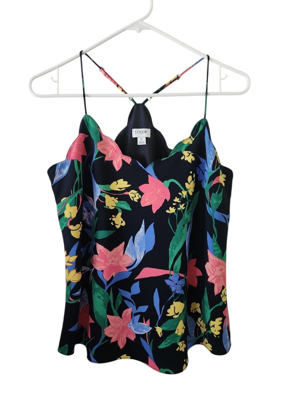 J Crew Floral Scalloped Cami Tank Top
